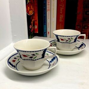O601 Set of 2 Cups and Saucers, Lancaster by ADAMS CHINA